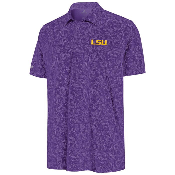 LSU Tigers Antigua Lush Palms Pattern Performance Polo - Purple