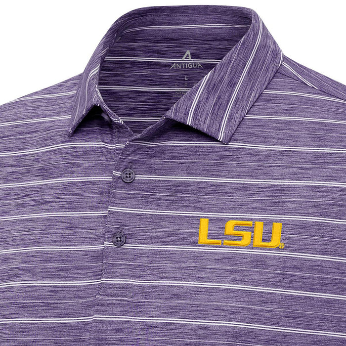 LSU Tigers Antigua Measure Heather Stripe Performance Polo - Purple