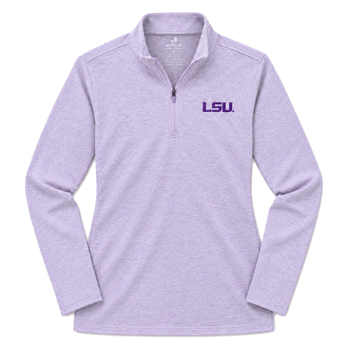 LSU Tigers Antigua Mentor Performance Women's 1/4 Zip Pullover - Lilac Heather