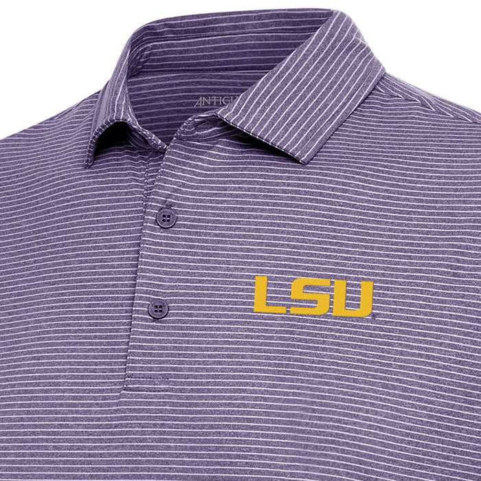 LSU Tigers Antigua Scheme Heather Stripe Performance Polo - Purple