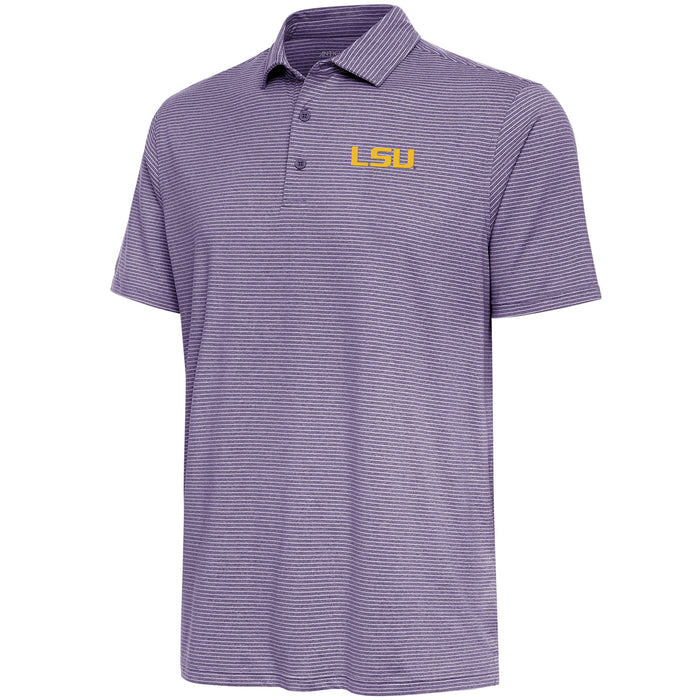 LSU Tigers Antigua Scheme Heather Stripe Performance Polo - Purple