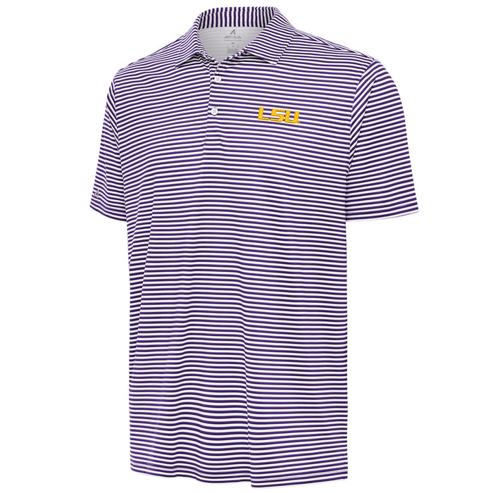 LSU Tigers Antigua Skills Stripe Performance Polo - Purple / White