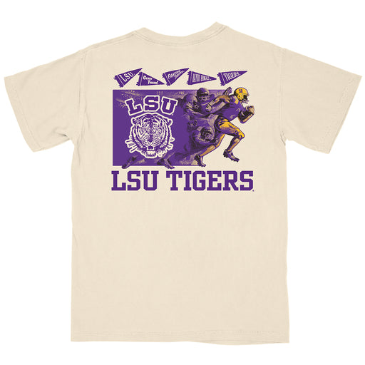 LSU Tigers B-Unlimited Race To The Endzone Garment Dyed T-Shirt - Ivory