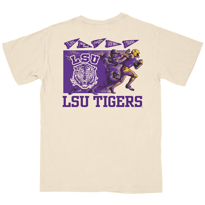 LSU Tigers B-Unlimited Race To The Endzone Garment Dyed T-Shirt - Ivory