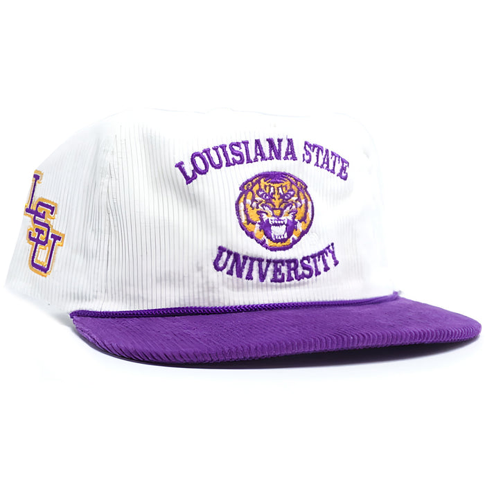 LSU Tigers Bad Day Hat Co. Interlock Two-Tone Corduroy Five-Panel Rope Hat - White / Purple