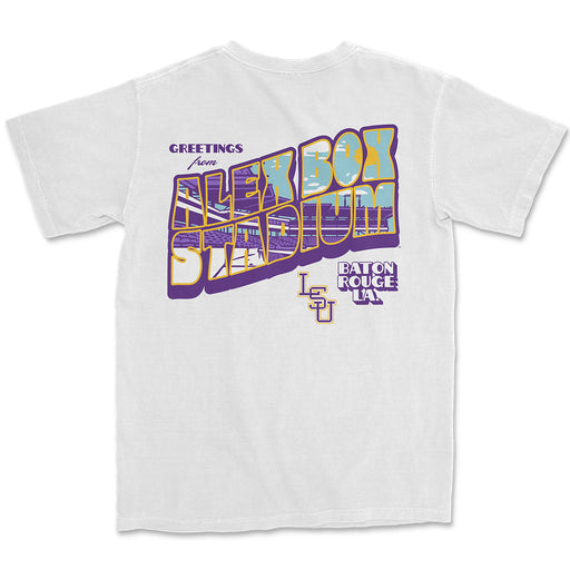 LSU Tigers Baseball Alex Box Postcard Greetings Garment Dyed T-Shirt - White