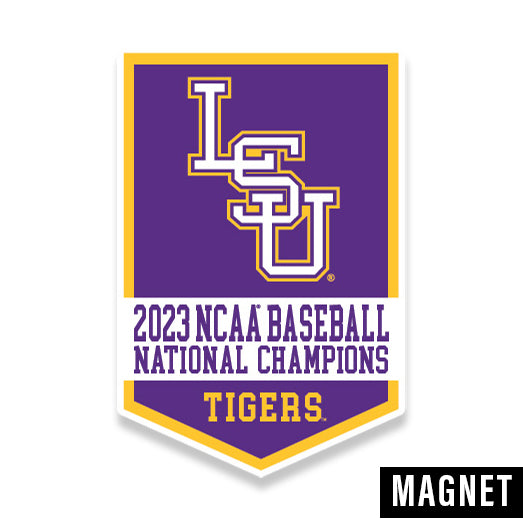 LSU Tigers Baseball National Champions Banner Vinyl Magnet - 6"