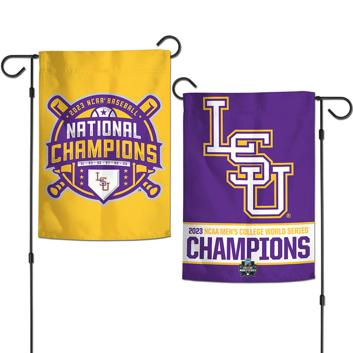 LSU Tigers Baseball National Champions Double Sided 12.5" x 18" Printed Garden Flag - Purple