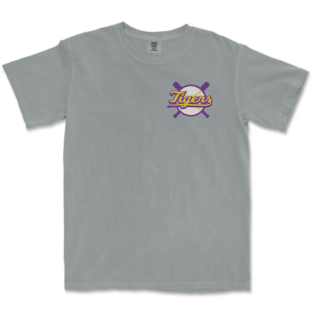LSU Tigers Baseball Shield Round Vault Garment Dyed T-Shirt - Granite ...