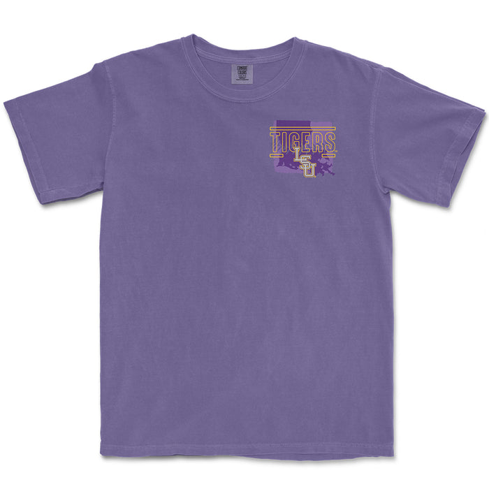 LSU Tigers Baseball State Stacked Garment Dyed T-Shirt - Grape