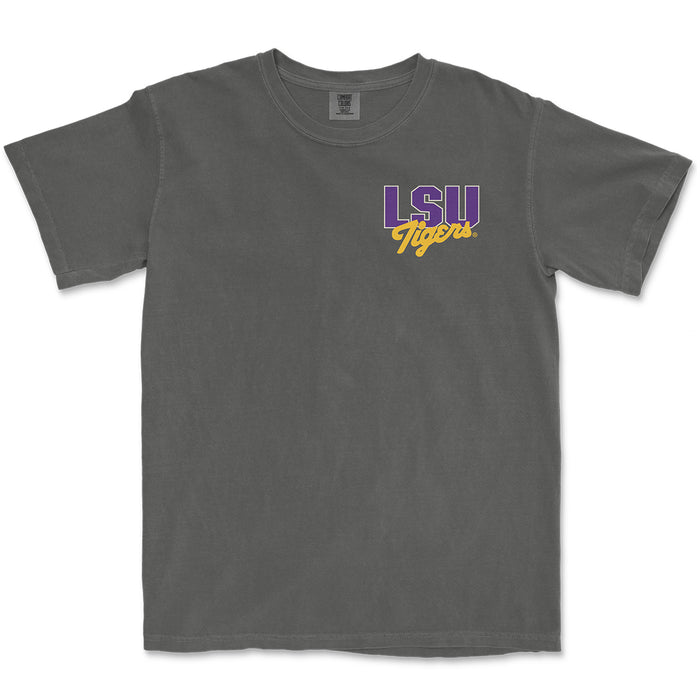 LSU Tigers Baseball Vintage Mascot Base Garment Dyed T-Shirt - Pepper