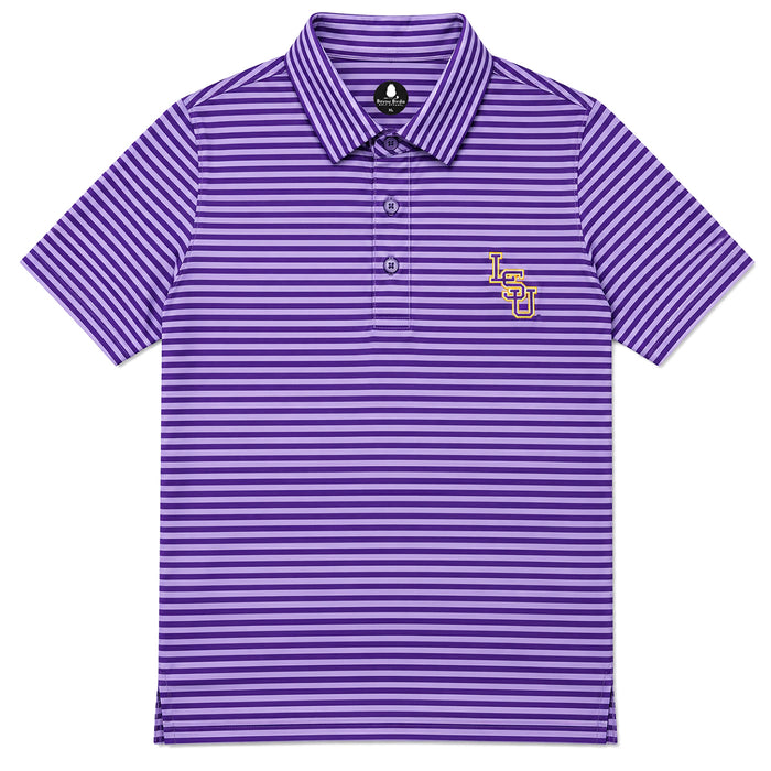 LSU Tigers Bayou Birdie Interlock 2 Stripe Performance Polo - Purple / Lavender