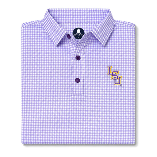 LSU Tigers Bayou Birdie Interlock Gingham Pattern Performance Polo - Lavender