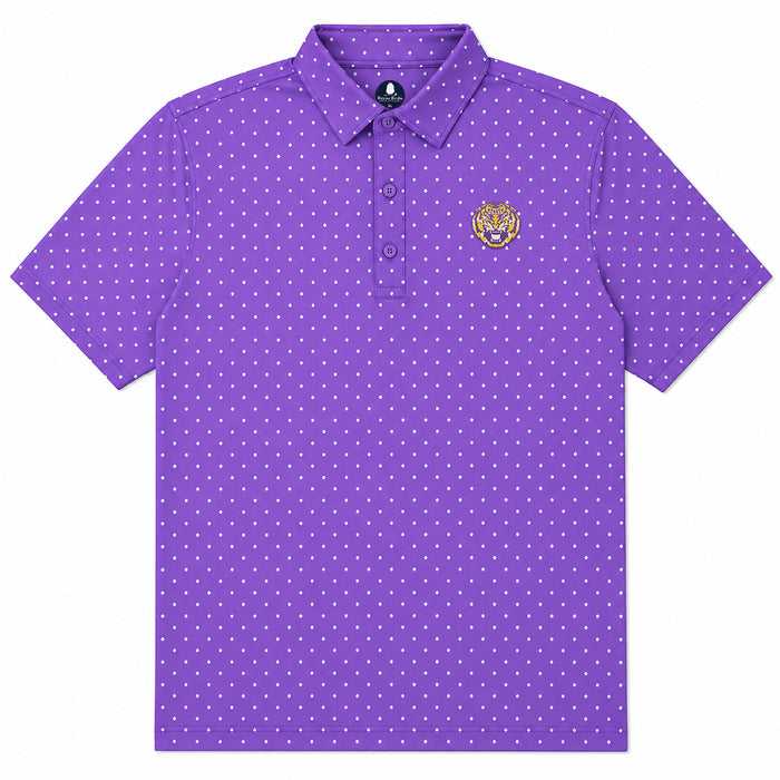 LSU Tigers Bayou Birdie Tiger Head Dot Pattern Performance Polo - Purple