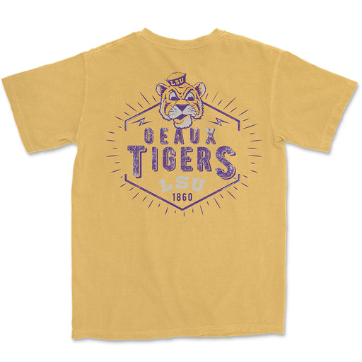 LSU Tigers Beanie Mike Badge Garment Dyed T-Shirt - Mustard