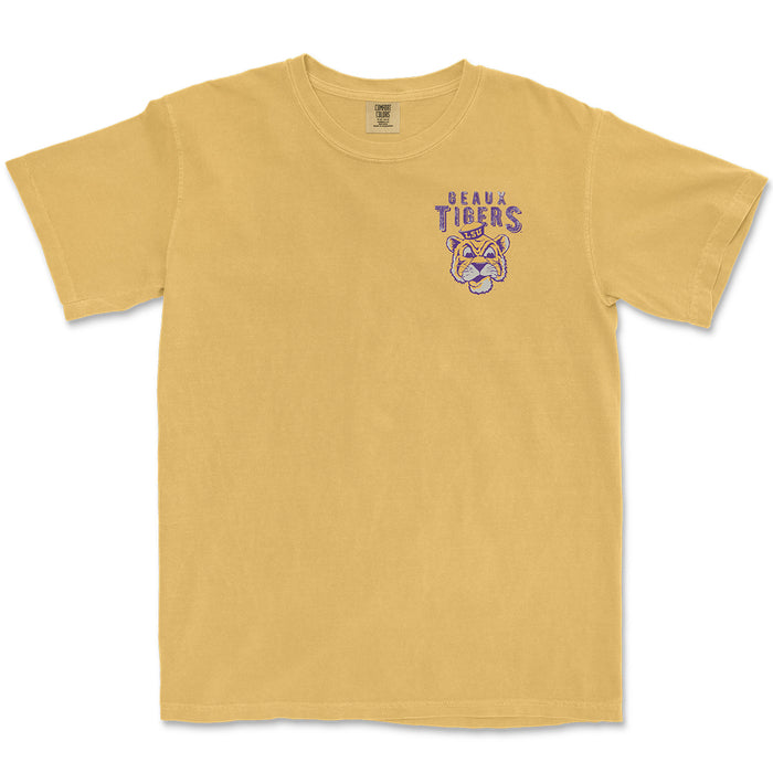 LSU Tigers Beanie Mike Badge Garment Dyed T-Shirt - Mustard