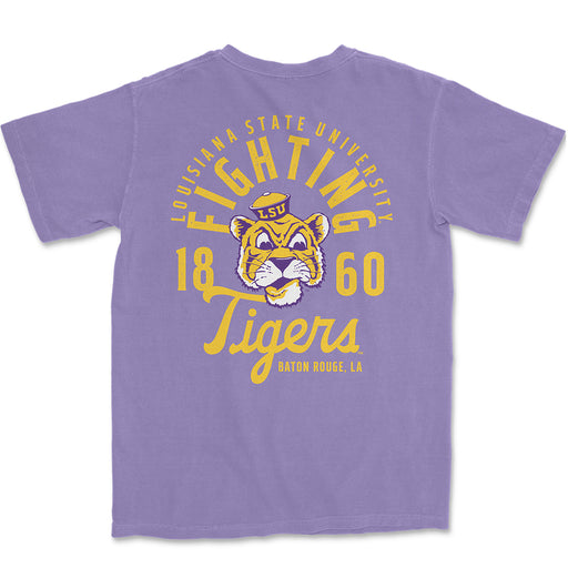 LSU Tigers Beanie Mike Mascot Overlay Garment Dyed T-Shirt - Violet