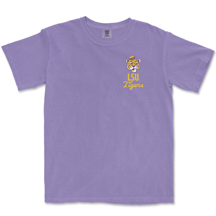 LSU Tigers Beanie Mike Mascot Overlay Garment Dyed T-Shirt - Violet