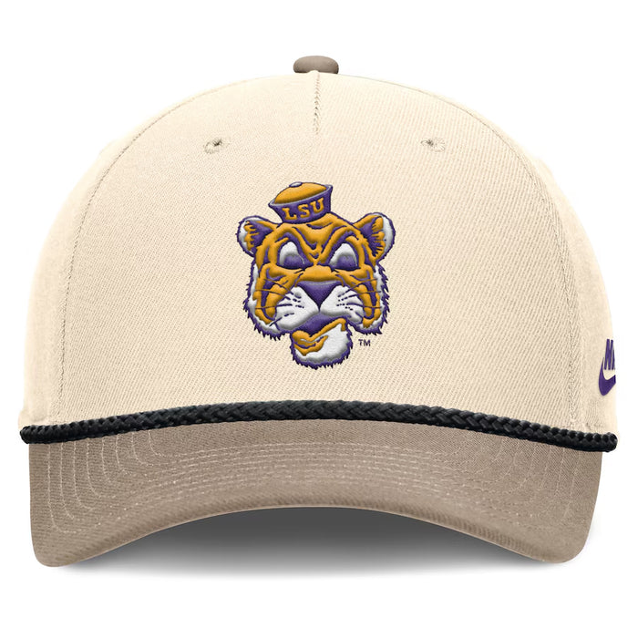 LSU Tigers Beanie Mike Rise Legacy Two-Tone 5-Panel Rope Hat - Natural