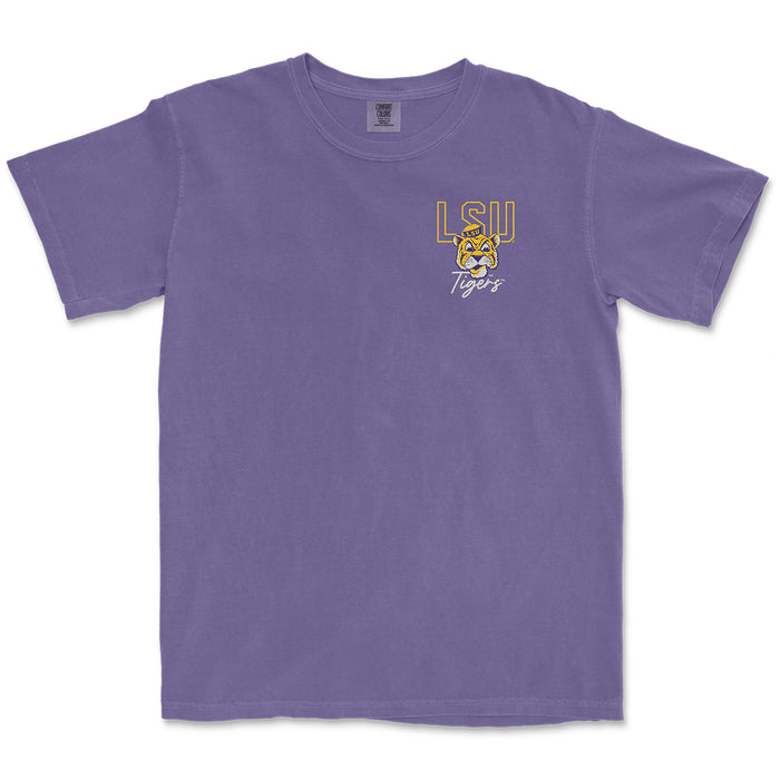 LSU Tigers Beanie Mike Through Out The Years Garment Dyed T-Shirt - Grape