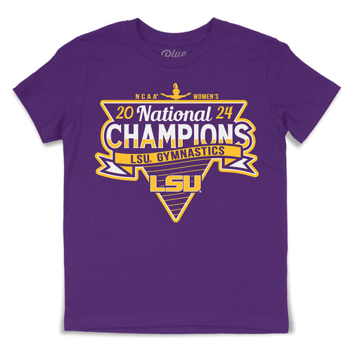 LSU Tigers Blue 84 Gymnastics National Champions Youth T-Shirt - Purple