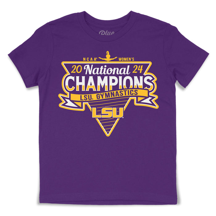 LSU Tigers Blue 84 Gymnastics National Champions Youth T-Shirt - Purple