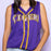 LSU Tigers Bomb Designs Baseball Jersey Sequin Tank Top - Purple