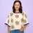 LSU Tigers Bomb Designs Beanie Mike Oversized Scattered Crop T-Shirt - Cream