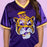 LSU Tigers Bomb Designs Beanie Mike Sequin Football Jersey - Purple