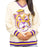 LSU Tigers Bomb Designs Beanie Mike Varsity Stripe Pullover V-Neck Sweatshirt - Cream