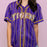 LSU Tigers Bomb Designs Sequin Baseball Jersey - Purple