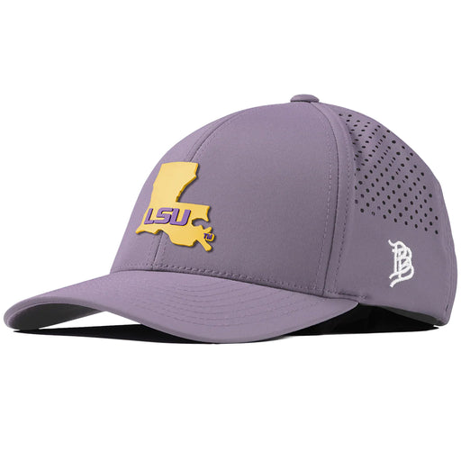 LSU Tigers Branded Bills Gold State Perforated Flex 6-Panel Curved Performance Hat - Purple