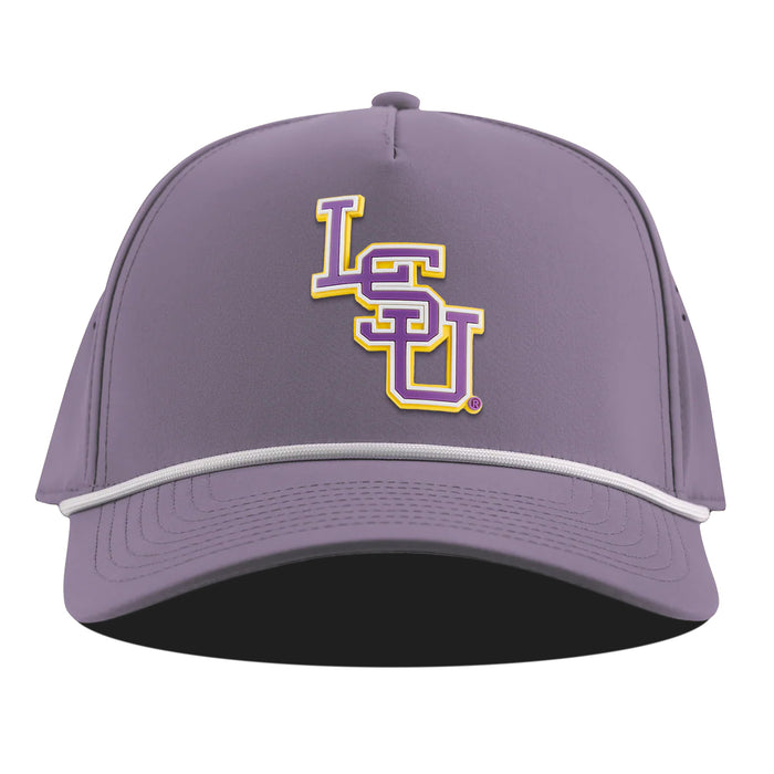 LSU Tigers Branded Bills Interlock Perforated Performance Curved 5-Panel Rope Hat - Purple
