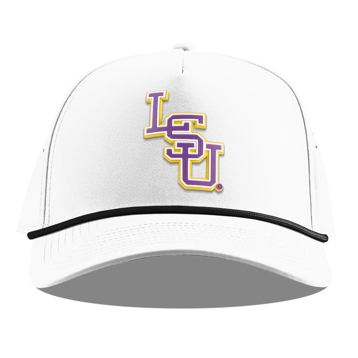 LSU Tigers Branded Bills Interlock Perforated Performance Curved 5-Panel Rope Hat - White