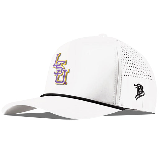 LSU Tigers Branded Bills Interlock Perforated Performance Curved 5-Panel Rope Hat - White
