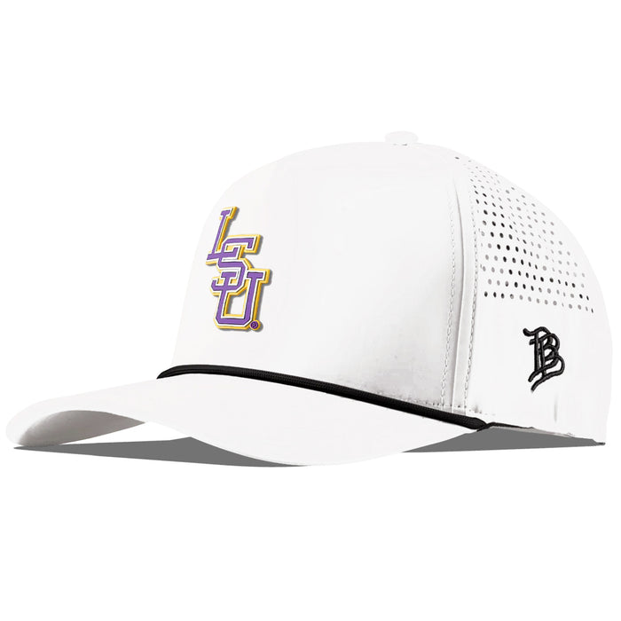 LSU Tigers Branded Bills Interlock Perforated Performance Curved 5-Panel Rope Hat - White