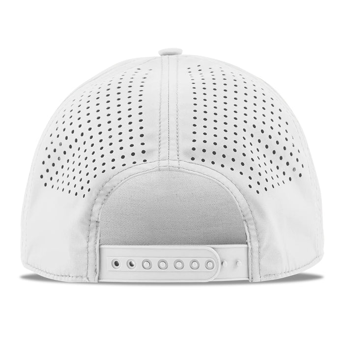 LSU Tigers Branded Bills Interlock Perforated Performance Curved 5-Panel Rope Hat - White w/ Purple Rope