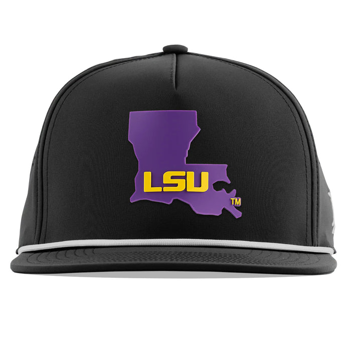 LSU Tigers Branded Bills Purple State Perforated Performance Flat 5-Panel Rope Hat - Black