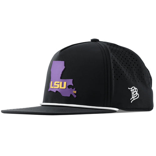 LSU Tigers Branded Bills Purple State Perforated Performance Flat 5-Panel Rope Hat - Black