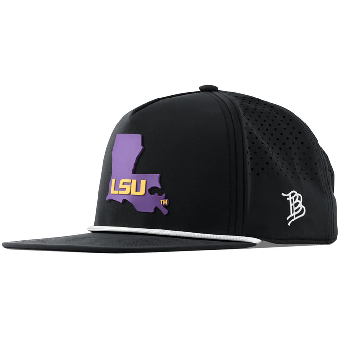 LSU Tigers Branded Bills Purple State Perforated Performance Flat 5-Panel Rope Hat - Black