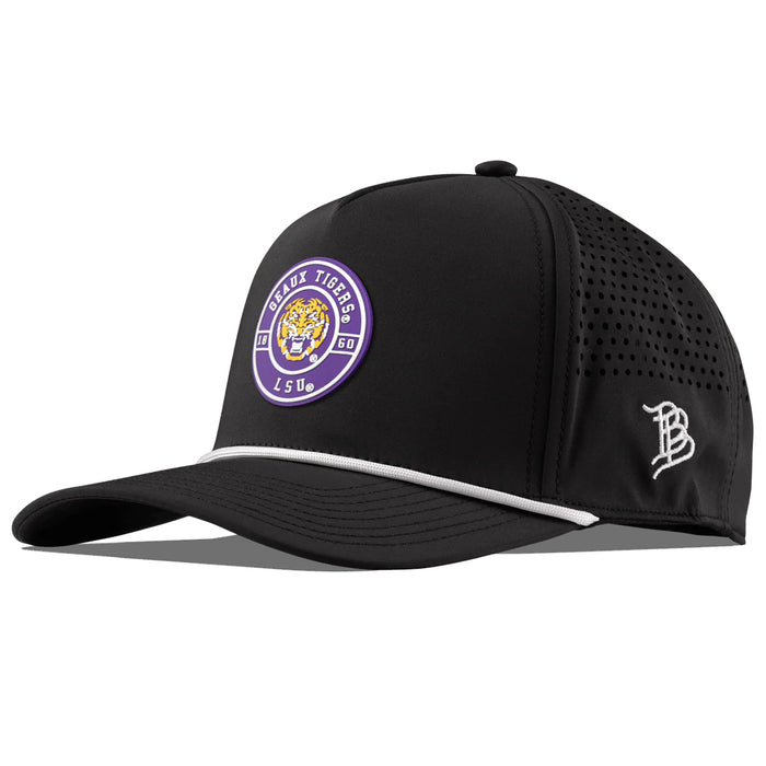 LSU Tigers Branded Bills "Geaux Tigers" Perforated Performance Curved 5-Panel Rope Hat - Black