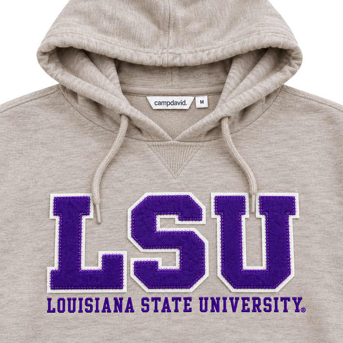 LSU Tigers Camp David LSU Athletic Block Applique Fleece Hoodie - Safari Heather