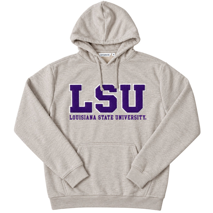 LSU Tigers Camp David LSU Athletic Block Applique Fleece Hoodie - Safari Heather