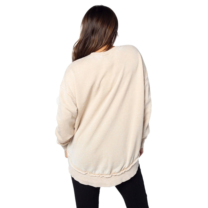 LSU Tigers Chicka-d  Economics Burnout Campus Pullover Hi-lo Sweatshirt - Oatmeal