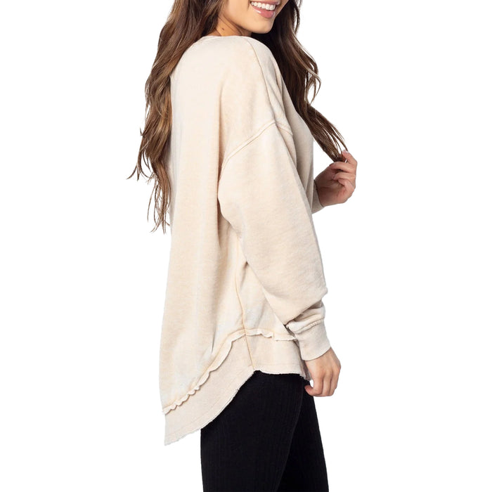 LSU Tigers Chicka-d  Economics Burnout Campus Pullover Hi-lo Sweatshirt - Oatmeal