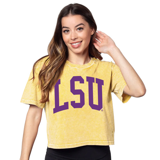 LSU Tigers Chicka-d Arch Sweet Tee Crop T-Shirt - Mustard