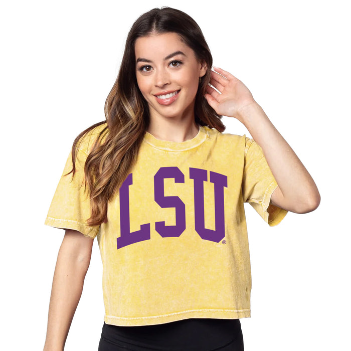 LSU Tigers Chicka-d Arch Sweet Tee Crop T-Shirt - Mustard