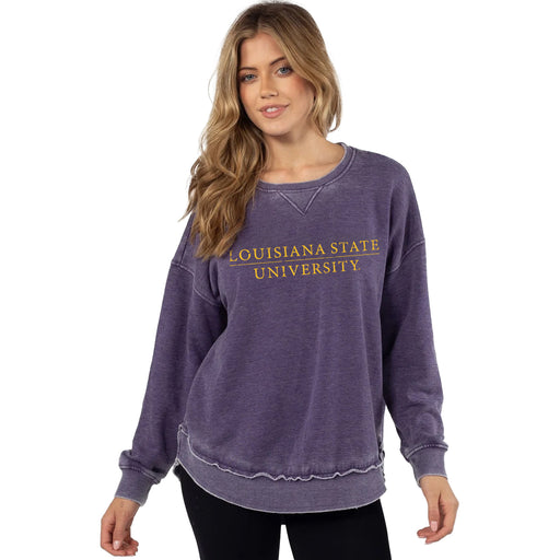 LSU Tigers Chicka-d Bar Burnout Campus Pullover Hi-lo Sweatshirt - Grape