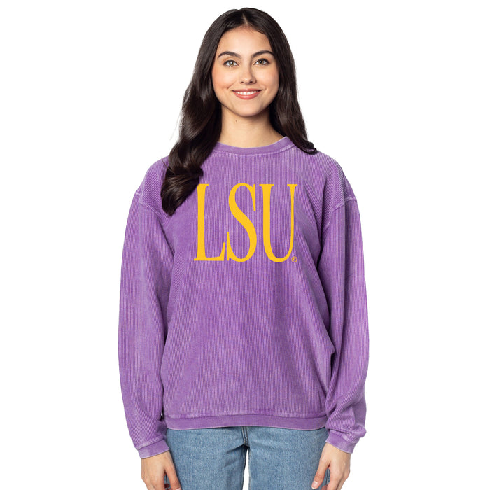 LSU Tigers Chicka-d Bold & Classy Corded Crewneck Sweatshirt - Purple