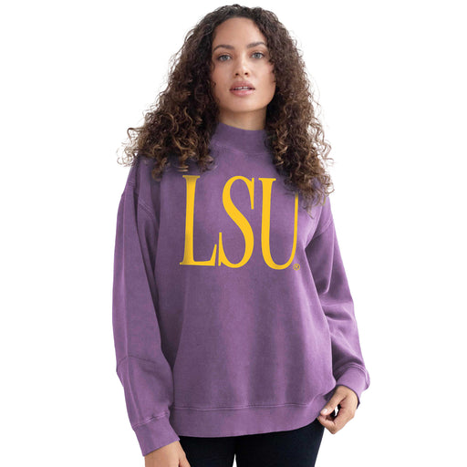 LSU Tigers Chicka-d Bold & Classy Neck Mock Sweatshirt - Dark Purple